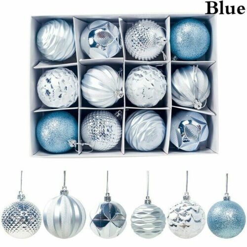 12Pcs/Box Christmas Glitter Balls Ornaments Xmas Tree Ball Hanging Party Decor