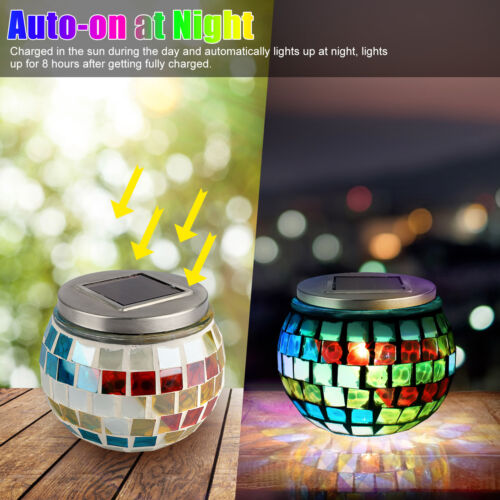 Outdoor Solar Glass Mosaic Ball LED Light Color Changing Lamp