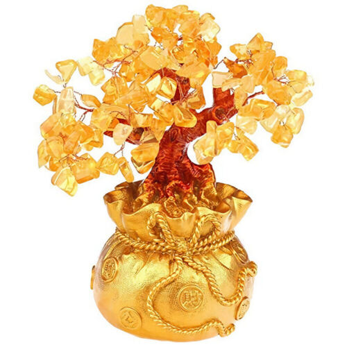 Traditional Gold Crystal Gemstone Bonsai Money Tree  Home Decor