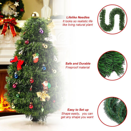 50 Feet Artificial Christmas Garland Wreath Ball Home Garden Greenery Xmas Decor