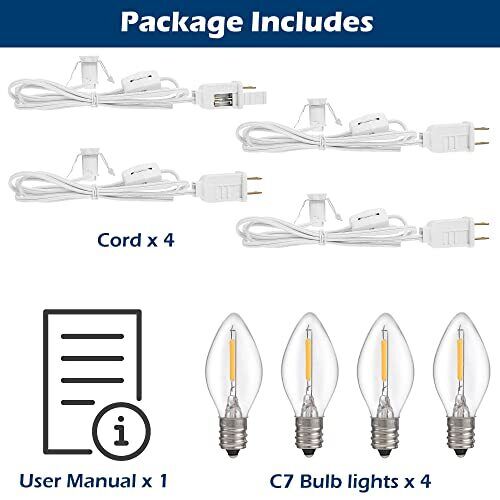 Blow Light Cord with Candle LED Light Bulb Christmas Village Accessories 6FT