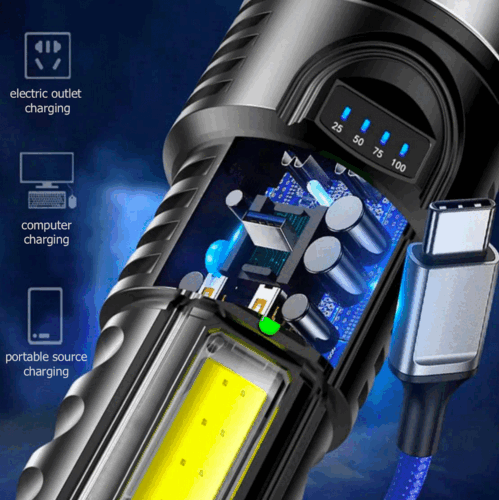 Super Bright LED FLASHLIGHT Torch Tactical USB Rechargeable & Battery