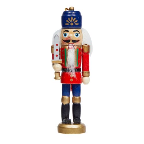 6 Pack Wood Nutcracker Ornaments for Christmas Tree in 6 Designs, 1 x 5 Inch