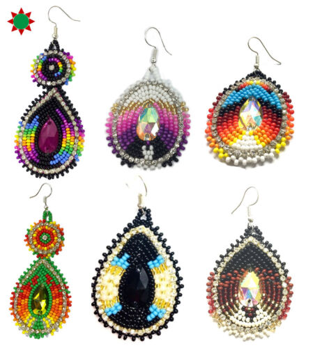 Native Style Beaded Teardrop Seed Bead Earrings Fashion Jewelry Ethnic Design