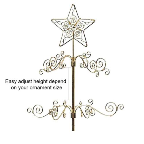 Metal Ornament Display Tree Stand Rotating Christmas Tree 24" Gold