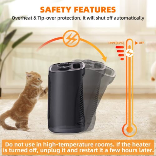 Portable Electric Ceramic Space Heater Fan Adjustable Thermostat 1500W