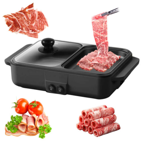 Non-Stick Electric Hot Pot BBQ Grill Smokeless Baking Pan