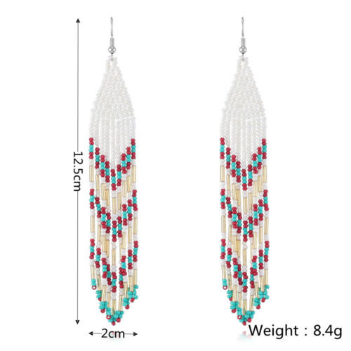 Bohemian BOHO Seed Beads Tassel Fringe Drop Earrings Handmade Fashion Jewelry