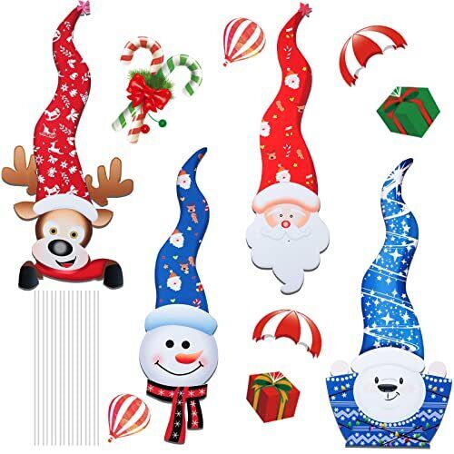 4 Pieces Outdoor Christmas Yard Signs Xmas Yard Lawn Sign Snowman Santa Claus