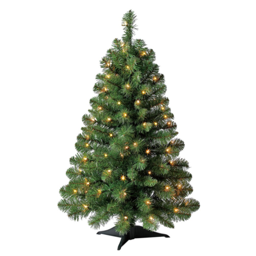 Prelit Pine Artificial Christmas Tree Multicolor Incandescent Lights 3Ft