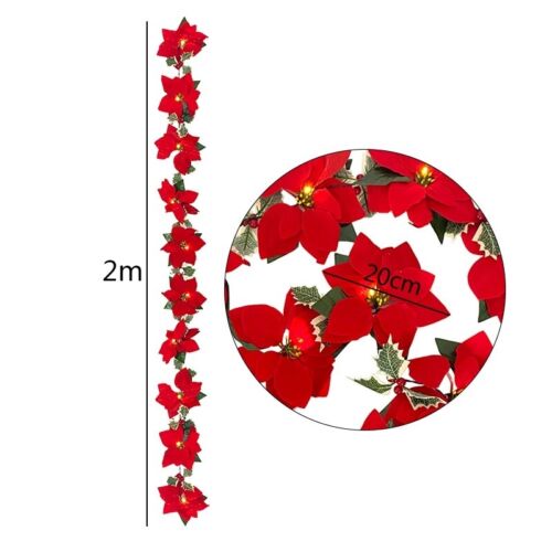 Pre-Lit Christmas Garland with lights Red Berries Leaves Christmas Decorations