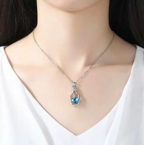 Fashion Statement Necklace Hollow Drift Bottle Jewelry Crystal Heart Pendant