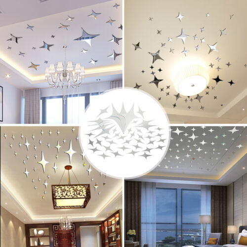 43PCS Removable Wall Stickers 3D Mirror Star Art