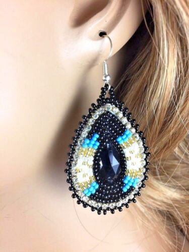 Native Style Beaded Teardrop Seed Bead Earrings Fashion Jewelry Ethnic Design