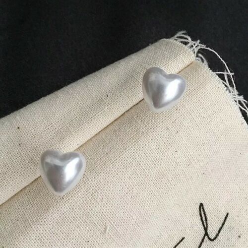 Cute Heart Simulated Pearls Stud Earrings Fashion Jewelry Women Earring