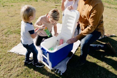 38 qt. Ice Chest Cooler with Wheels, Blue