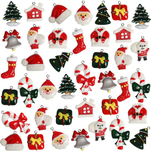 40 Pcs Mini Christmas Tree Ornaments Hanging Decorations Miniature Small Xmas