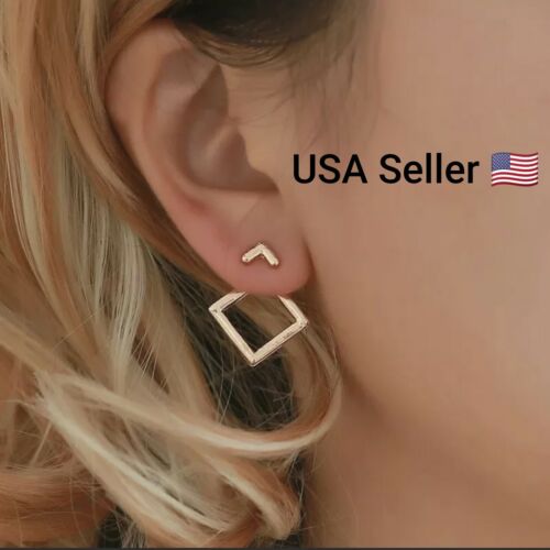 Creative Triangle Square Stud Earrings For Women Trendy Simple Minimalist