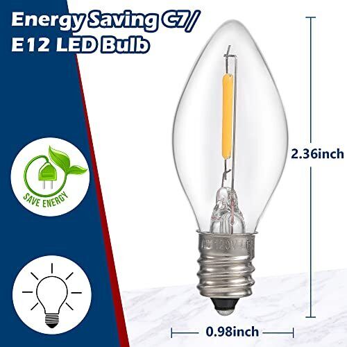 Blow Light Cord with Candle LED Light Bulb Christmas Village Accessories 6FT