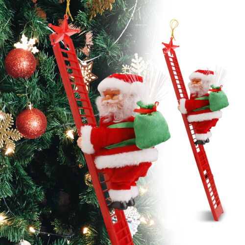 Animated Musical Santa Claus Electric Climbing Ladder Christmas Decor Kids Doll