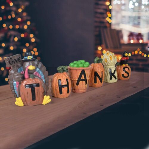 Thanksgiving Home Decoration Blocks Give Thanks 6 Pieces Hand-Paint