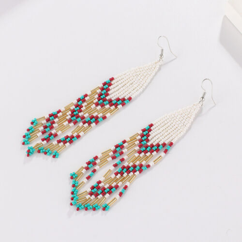 Bohemian BOHO Seed Beads Tassel Fringe Drop Earrings Handmade Fashion Jewelry