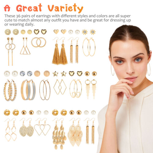 72 PCS Fashion Tassel Earrings Jewelry Set Ear Hoop Stud Drop