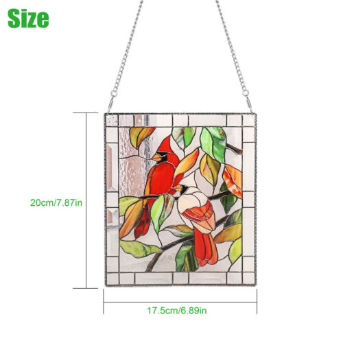 Multicolor Metal Panel Stained Glass Window Bird Sun-catcher Hanging Home Decor