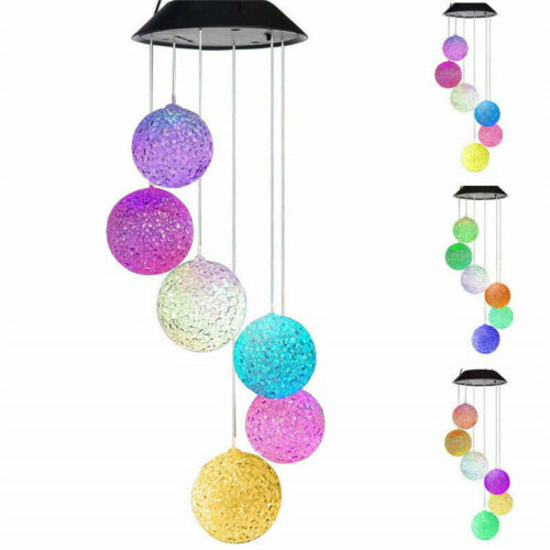 LED Solar Wind Chime Light Color Changing Hanging Lamp Waterproof Garden Decor