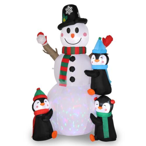 6ft Christmas Inflatable Snowman Penguins LED Rotating Light Outdoor Yard Decor