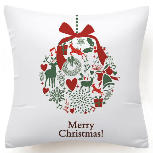 Throw PILLOW COVER Christmas Red White Xmas Double-Sided Cushion Case 18x18" USA