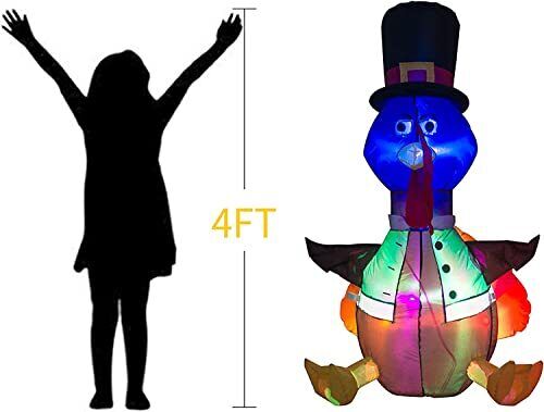 Turkey Inflatable Decoration with LED Lights Thanksgiving Christmas Turkey