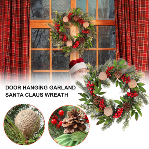 40CM Christmas Wreath for Front Door Pine Cone Wreath Garland