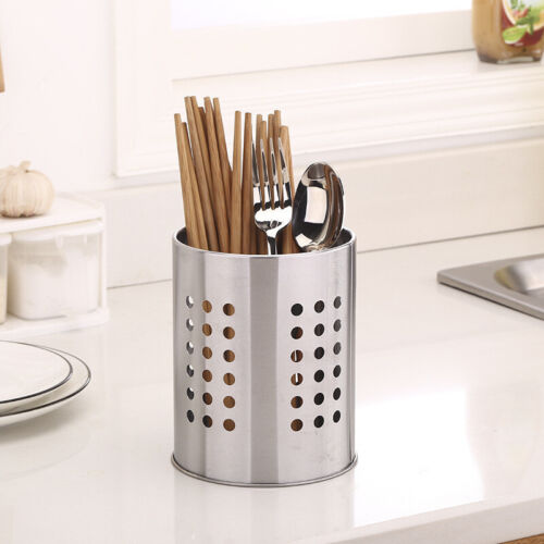 Stainless Steel Utensil Holder Organizer Container Kitchen Flatware Tool Storage