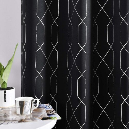 2 Panels 100% Blackout Crystal Foil Thermal Insulated Curtains Window Curtains