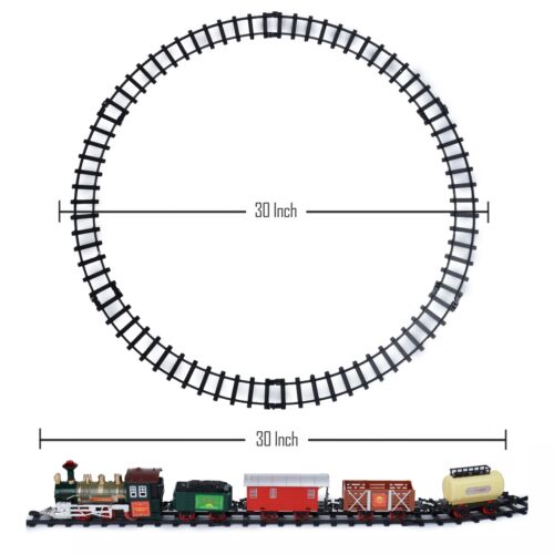 16Pcs Around Christmas Tree Rocky Mountain Toy Train Set Double Round Track