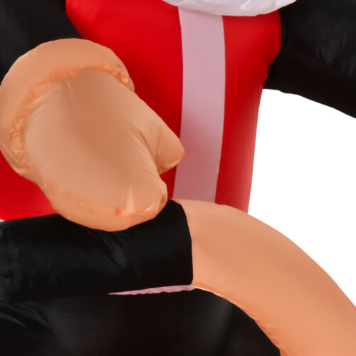 6' Long Santa Riding A Motorcycle Inflatable Christmas Lawn Outdoor LED