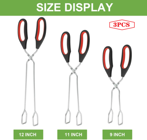 3 Pack Stainless Steel Cooking Tongs, Kitchen Scissor Utensil