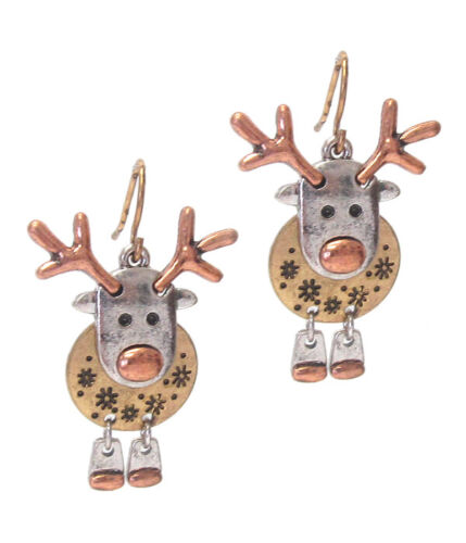 Women Fashion Jewelry 925 Silver Filled Christmas Reindeer Dangle Hook Earrings