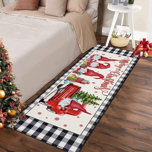 Christmas Runner Rug 2x6, Non-Slip and Washable Winter Holiday Floor Runner Area