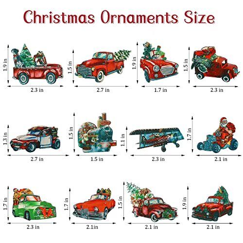 Christmas Ornaments 12pcs Red Truck Christmas Tree Decoration