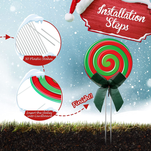 Christmas Outdoor Yard Signs Peppermint Corrugated Yard Decorations