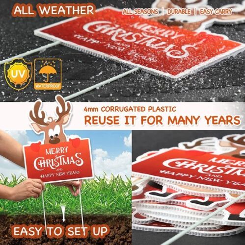 Christmas Yard Signs 9 Pcs Outdoor Decorations Xmas Ornaments Decor Stakes Lawn