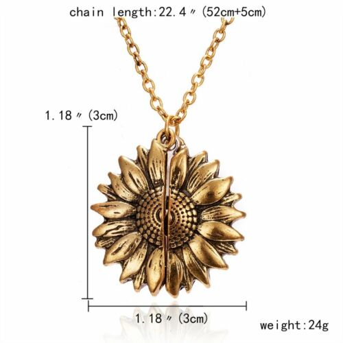 "You Are My Sunshine"Boho Open Sunflower Pendant Necklace Locket Women Jewelry