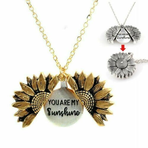You Are My Sunshine Boho Sunflower Pendant Locket Woman Necklace Jewelry US