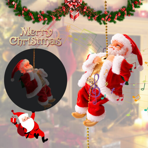 Animated Musical Santa Claus Electric Climbing Ladder Christmas Decor Kids Doll