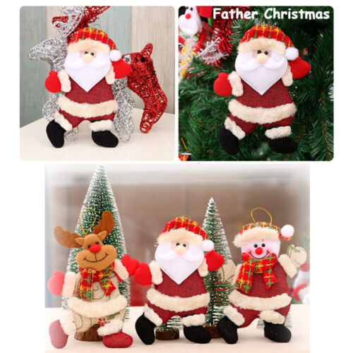 4 Style Christmas Hanging Ornament Santa Claus Snowman Doll Xmas Tree Decor Gift