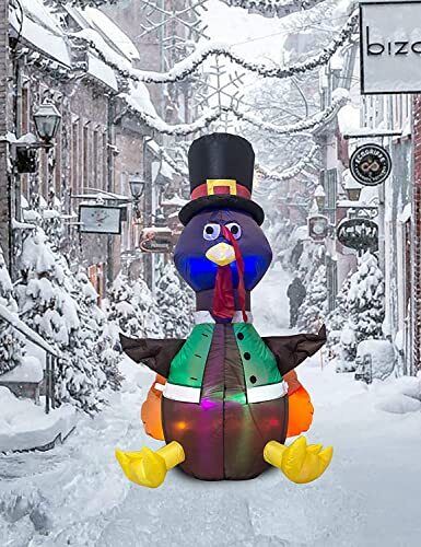 Turkey Inflatable Decoration with LED Lights Thanksgiving Christmas Turkey