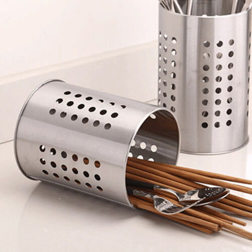 Stainless Steel Utensil Holder Organizer Container Kitchen Flatware Tool Storage