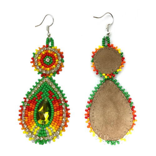 Native Style Beaded Teardrop Seed Bead Earrings Fashion Jewelry Ethnic Design